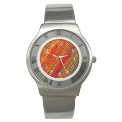 Orange Van Gogh pattern Stainless Steel Watch