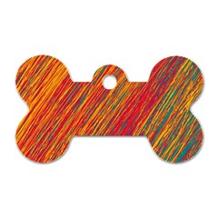 Orange Van Gogh Pattern Dog Tag Bone (two Sides) by Valentinaart