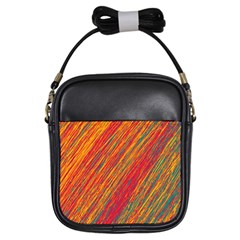 Orange Van Gogh pattern Girls Sling Bags