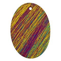 Yellow, purple and green Van Gogh pattern Ornament (Oval) 