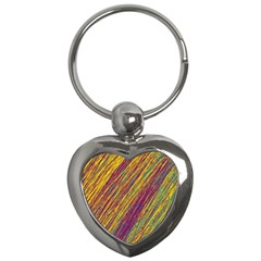 Yellow, purple and green Van Gogh pattern Key Chains (Heart) 