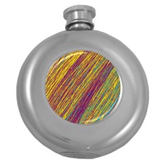 Yellow, purple and green Van Gogh pattern Round Hip Flask (5 oz)