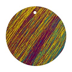 Yellow, purple and green Van Gogh pattern Round Ornament (Two Sides) 