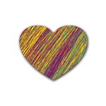 Yellow, purple and green Van Gogh pattern Rubber Coaster (Heart)  Front