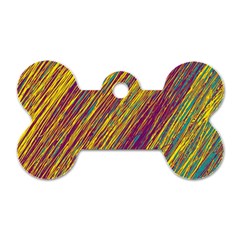 Yellow, purple and green Van Gogh pattern Dog Tag Bone (Two Sides)