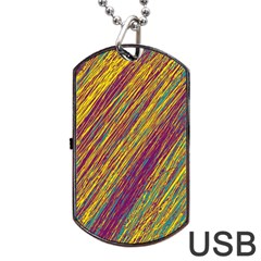 Yellow, purple and green Van Gogh pattern Dog Tag USB Flash (One Side)