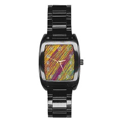 Yellow, purple and green Van Gogh pattern Stainless Steel Barrel Watch