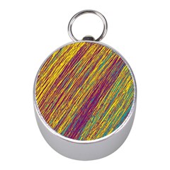 Yellow, purple and green Van Gogh pattern Mini Silver Compasses