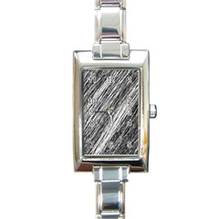 Black and White decorative pattern Rectangle Italian Charm Watch