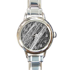 Black And White Decorative Pattern Round Italian Charm Watch by Valentinaart