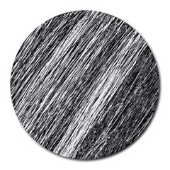 Black And White Decorative Pattern Round Mousepads by Valentinaart