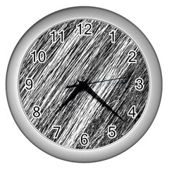 Black and White decorative pattern Wall Clocks (Silver) 