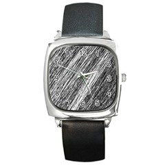 Black and White decorative pattern Square Metal Watch