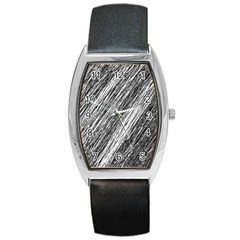 Black and White decorative pattern Barrel Style Metal Watch