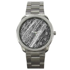 Black and White decorative pattern Sport Metal Watch