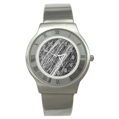 Black and White decorative pattern Stainless Steel Watch