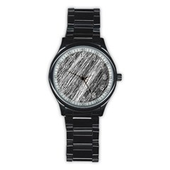 Black and White decorative pattern Stainless Steel Round Watch