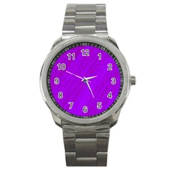 Purple Pattern Sport Metal Watch by Valentinaart