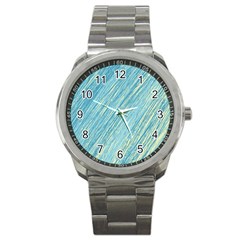 Light Blue Pattern Sport Metal Watch