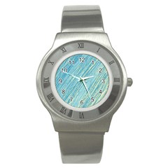 Light Blue Pattern Stainless Steel Watch