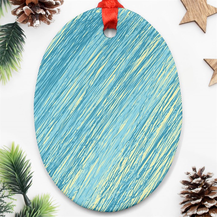 Light blue pattern Oval Ornament (Two Sides)