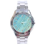 Light blue pattern Stainless Steel Analogue Watch Front