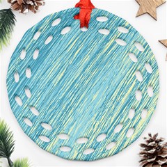 Light Blue Pattern Round Filigree Ornament (2side)