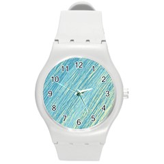 Light Blue Pattern Round Plastic Sport Watch (m)