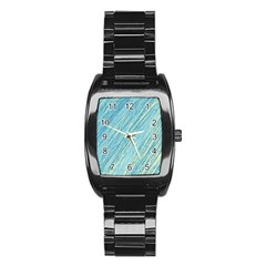 Light Blue Pattern Stainless Steel Barrel Watch