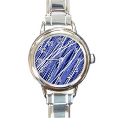 Blue Elegant Pattern Round Italian Charm Watch