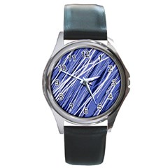 Blue Elegant Pattern Round Metal Watch