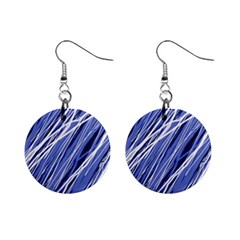 Blue Elegant Pattern Mini Button Earrings