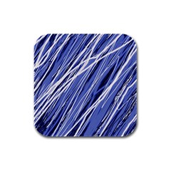 Blue Elegant Pattern Rubber Square Coaster (4 Pack)  by Valentinaart