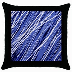 Blue Elegant Pattern Throw Pillow Case (black) by Valentinaart