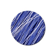 Blue Elegant Pattern Rubber Coaster (round)  by Valentinaart