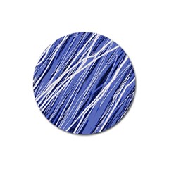 Blue Elegant Pattern Magnet 3  (round)