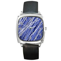 Blue Elegant Pattern Square Metal Watch