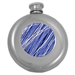 Blue Elegant Pattern Round Hip Flask (5 Oz) by Valentinaart