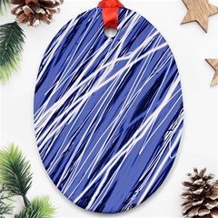 Blue Elegant Pattern Oval Ornament (two Sides)