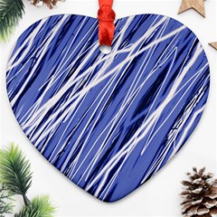 Blue Elegant Pattern Heart Ornament (2 Sides)