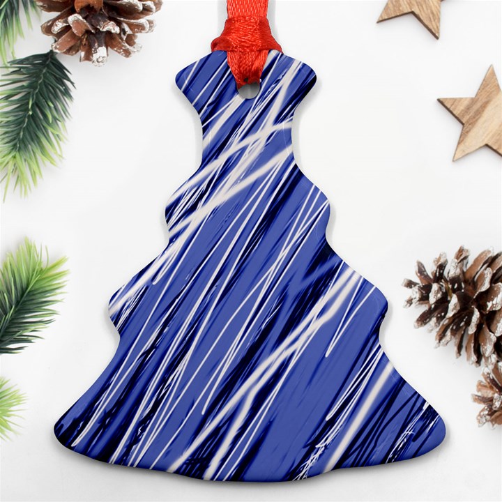 Blue elegant pattern Christmas Tree Ornament (2 Sides)