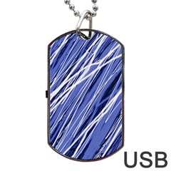 Blue Elegant Pattern Dog Tag Usb Flash (one Side) by Valentinaart