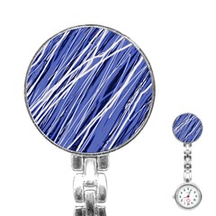 Blue Elegant Pattern Stainless Steel Nurses Watch by Valentinaart