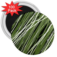 Green Decorative Pattern 3  Magnets (100 Pack)