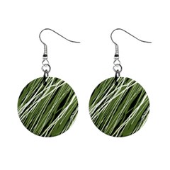 Green Decorative Pattern Mini Button Earrings