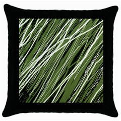 Green Decorative Pattern Throw Pillow Case (black) by Valentinaart