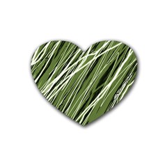 Green Decorative Pattern Rubber Coaster (heart) 