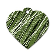 Green Decorative Pattern Dog Tag Heart (two Sides)