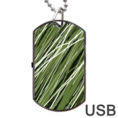 Green Decorative Pattern Dog Tag Usb Flash (two Sides) 