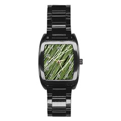 Green Decorative Pattern Stainless Steel Barrel Watch